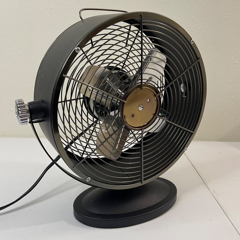 Retro Desk Fan With Metal Blades, Matte Black Finish - Picture 5 of 12